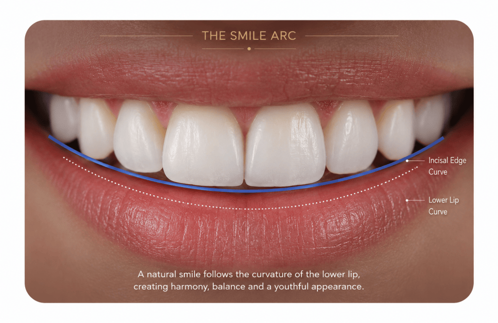 Smile arc following the lower lip